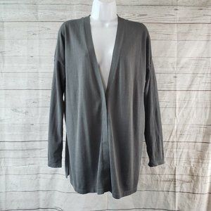 PureJill Womens Button Front cardigan‎ Sz Medium Petite Gray Cotton Blend